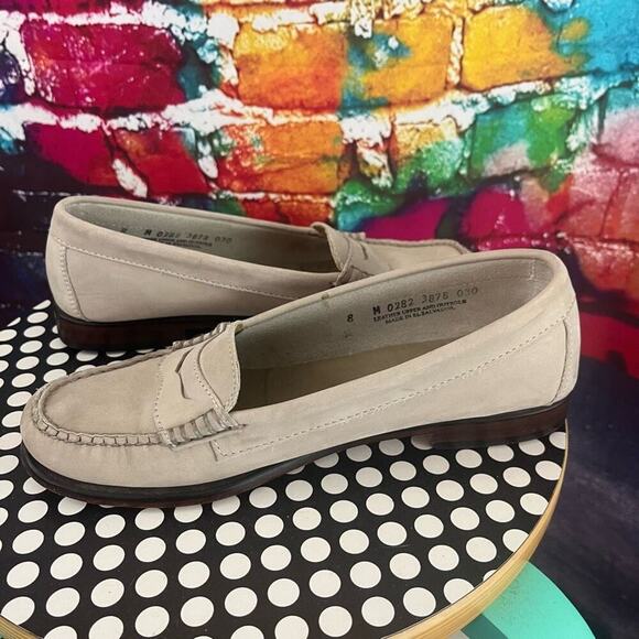 Bass Weejuns Waverly Nubuck Penny Loafers Size 8 Medium Light Gray - Picture 7 of 7